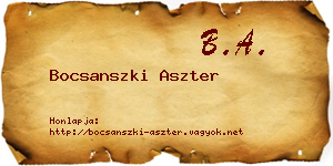 Bocsanszki Aszter névjegykártya